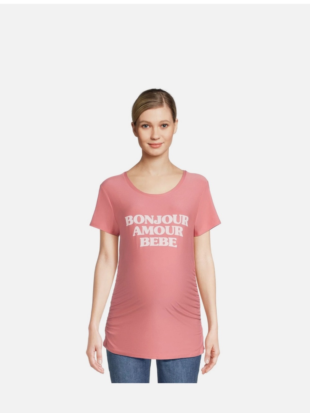 Time and Tru Pink 'Bonjour Amour Bébé' Maternity Tee